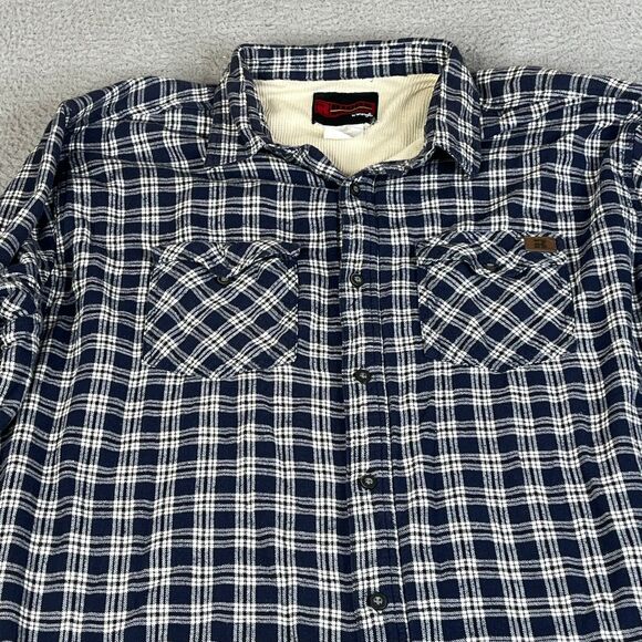 Wrangler Riggs Flannel Shirt 3XT Blue White Plaid Thermal Lined Shacket Big Tall - Picture 3 of 13